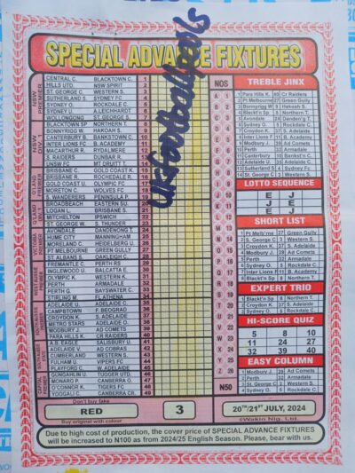 week 3 special advance fixtures 2024