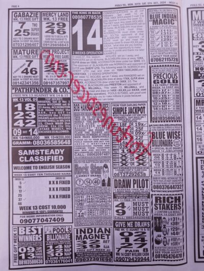 week 14 pools telegraph 2024 page 4