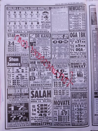 week 14 pools telegraph 2024 page 6