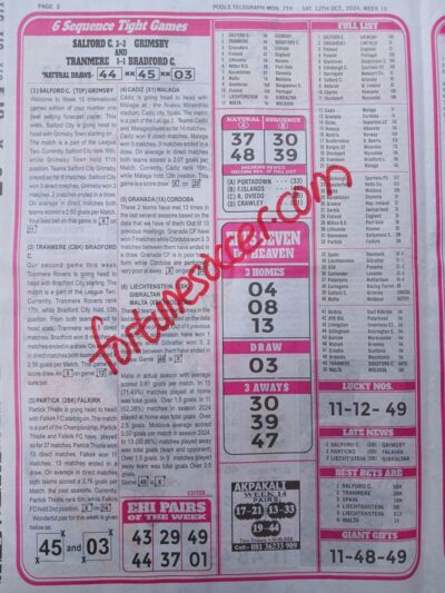 week 15 pools telegraph 2024 page 2