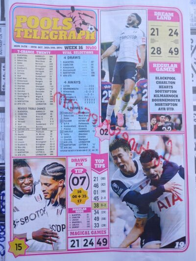week 16 pools telegraph 2024 page 1