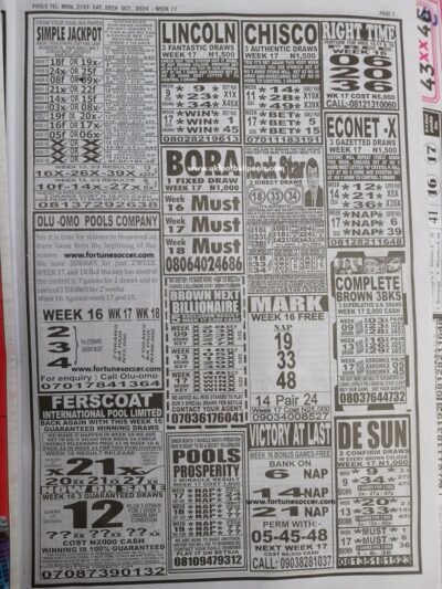 week 17 pools telegraph 2024 page 11