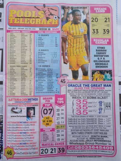 week 18 pools telegraph 2024 page 1