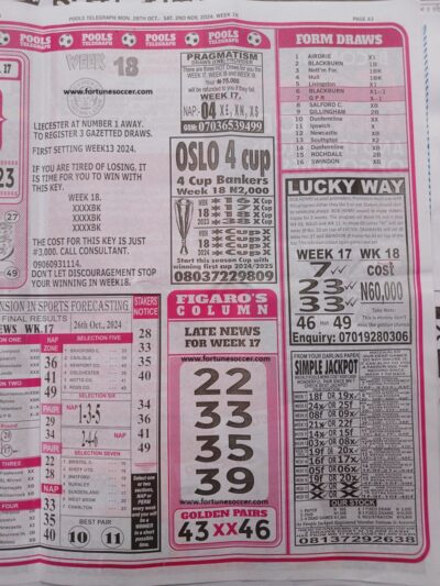 week 18 pools telegraph 2024 page 9