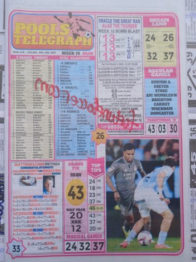 week 19 pools telegraph 2024 page 1