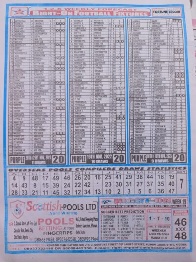 week 20 right on fixtures 2024 back page