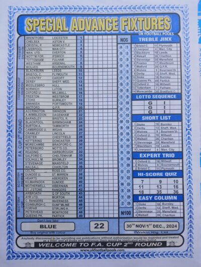 week 22 special advance fixtures 2024