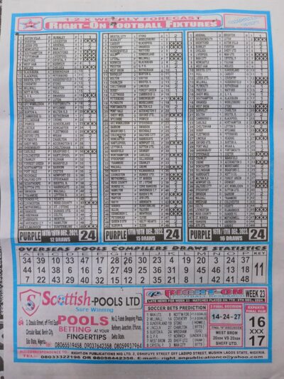 week 24 right on fixtures 2024 back page