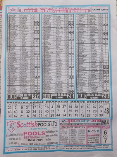 week 26 right on fixtures 2024 back page