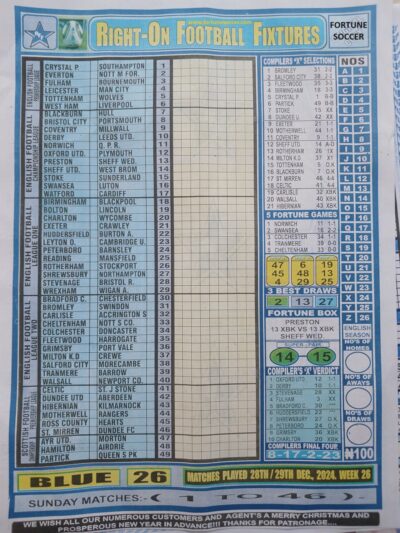 week 26 right on fixtures 2024 front page