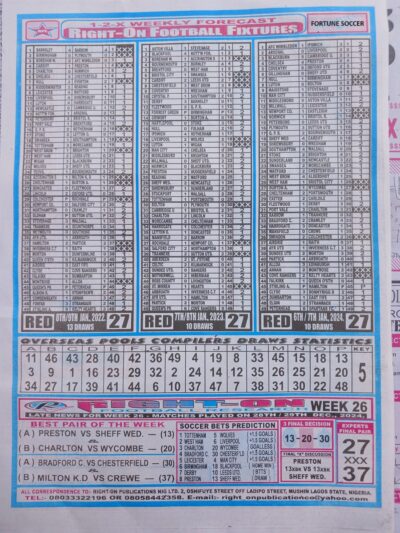week 27 right on fixtures 2025 back page