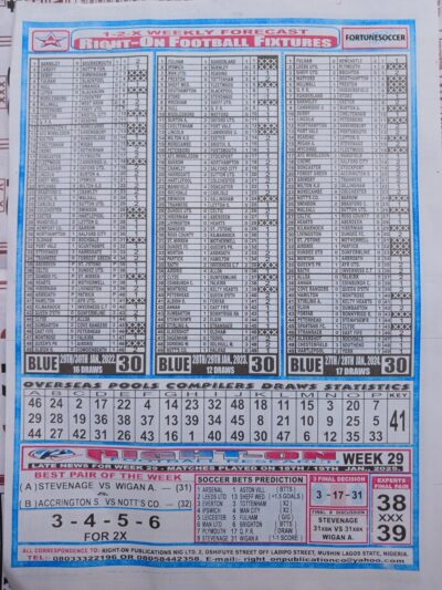 week 30 right on fixtures 2025 back page