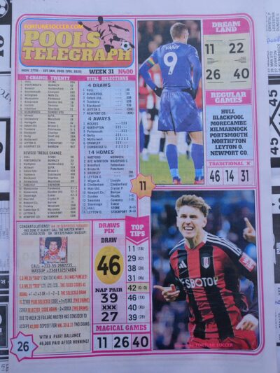 week 31 pools telegraph 2025 page 1