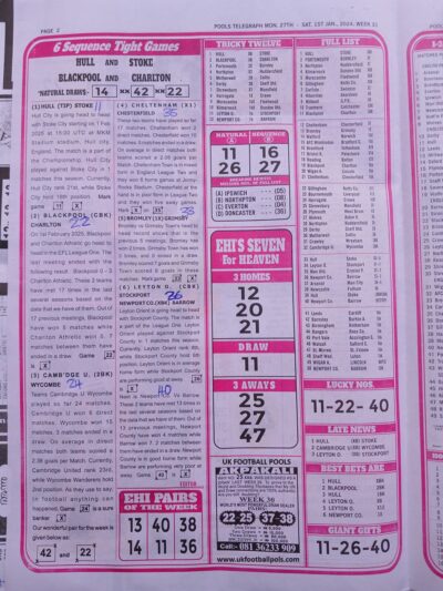 week 31 pools telegraph 2025 page 2