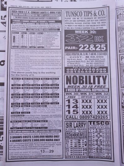 week 31 pools telegraph 2025 page 5