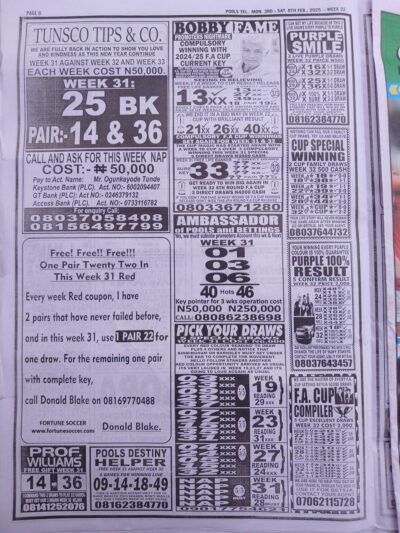 week 32 pools telegraph 2025 page 6