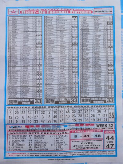 week 33 right on fixtures 2025 back page