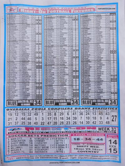 week 34 right on fixtures 2025 back page