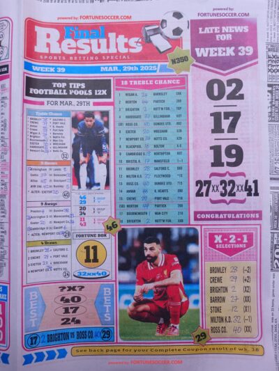 week 39 final results 2025 page 1