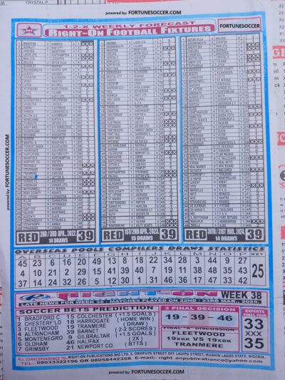 week 39 right on fixtures 2025 back page
