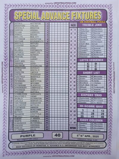 week 40 special advance fixtures 2025