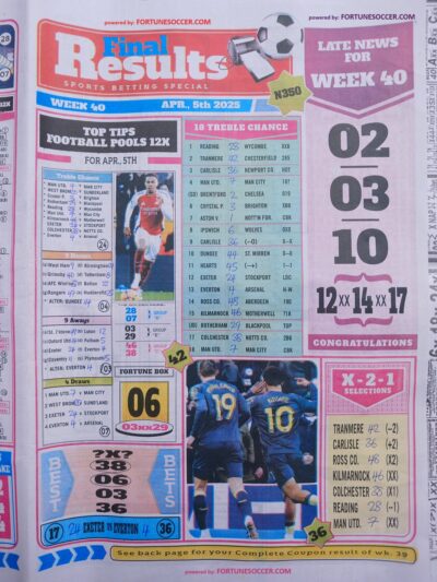 week 40 final results 2025 page 1