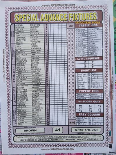 week 41 special advance fixtures 2025