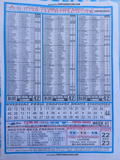 week 42 right on fixtures 2025 back page