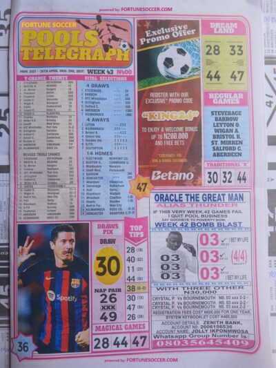 week 43 pools telegraph 2025 page 1