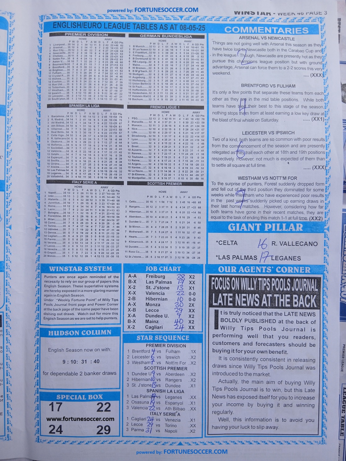 Week 46 pool paper winstar happy joe temple of draws