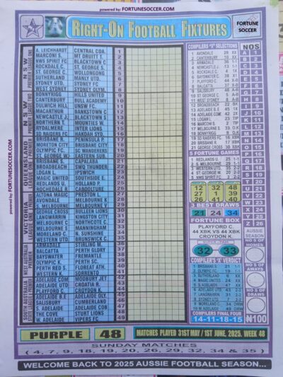 week 48 right on fixtures 2025 front page