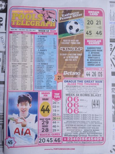 week 49 pools telegraph 2025 page 1