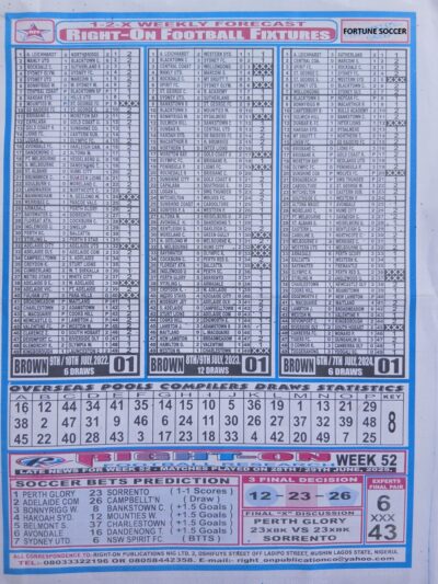 week 1 right on fixtures 2025 back page