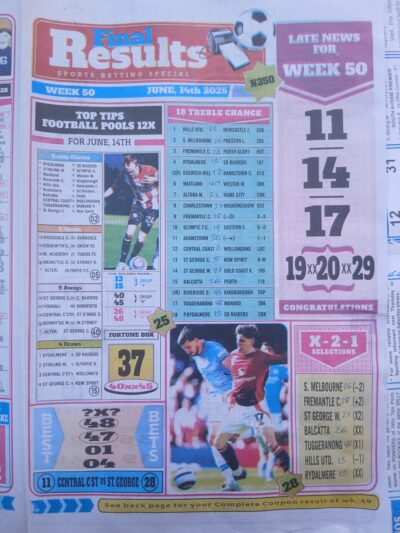 week 50 final results 2025 page 1