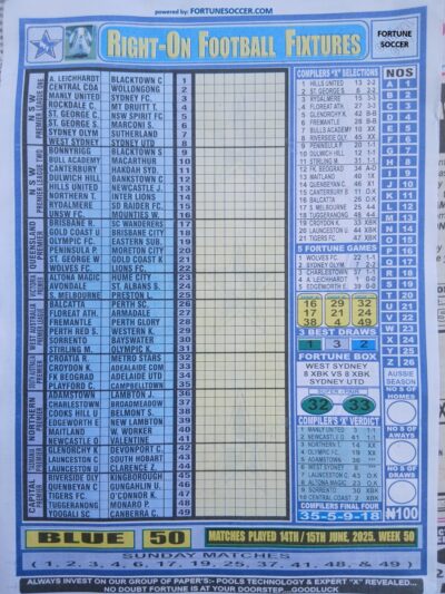 week 50 right on fixtures 2025 front page