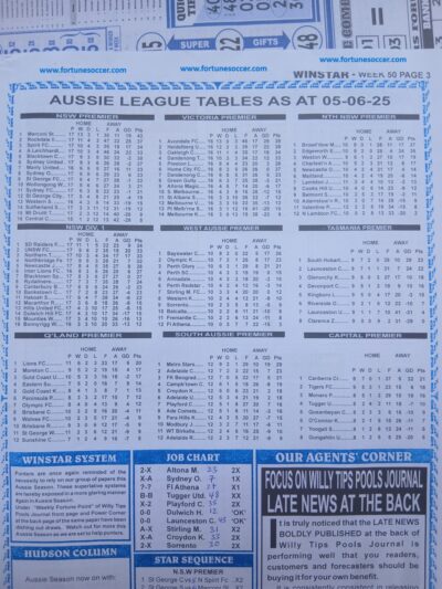 week 50 winstar 2025 table