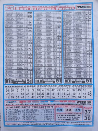week 51 right on fixtures 2025 back page