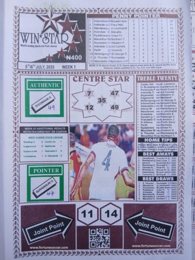week 1 winstar pool paper 2025 page 1