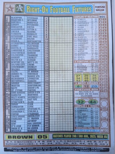 week 5 right on fixtures 2025 front page
