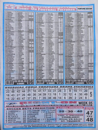 week 6 right on fixtures 2025 back page