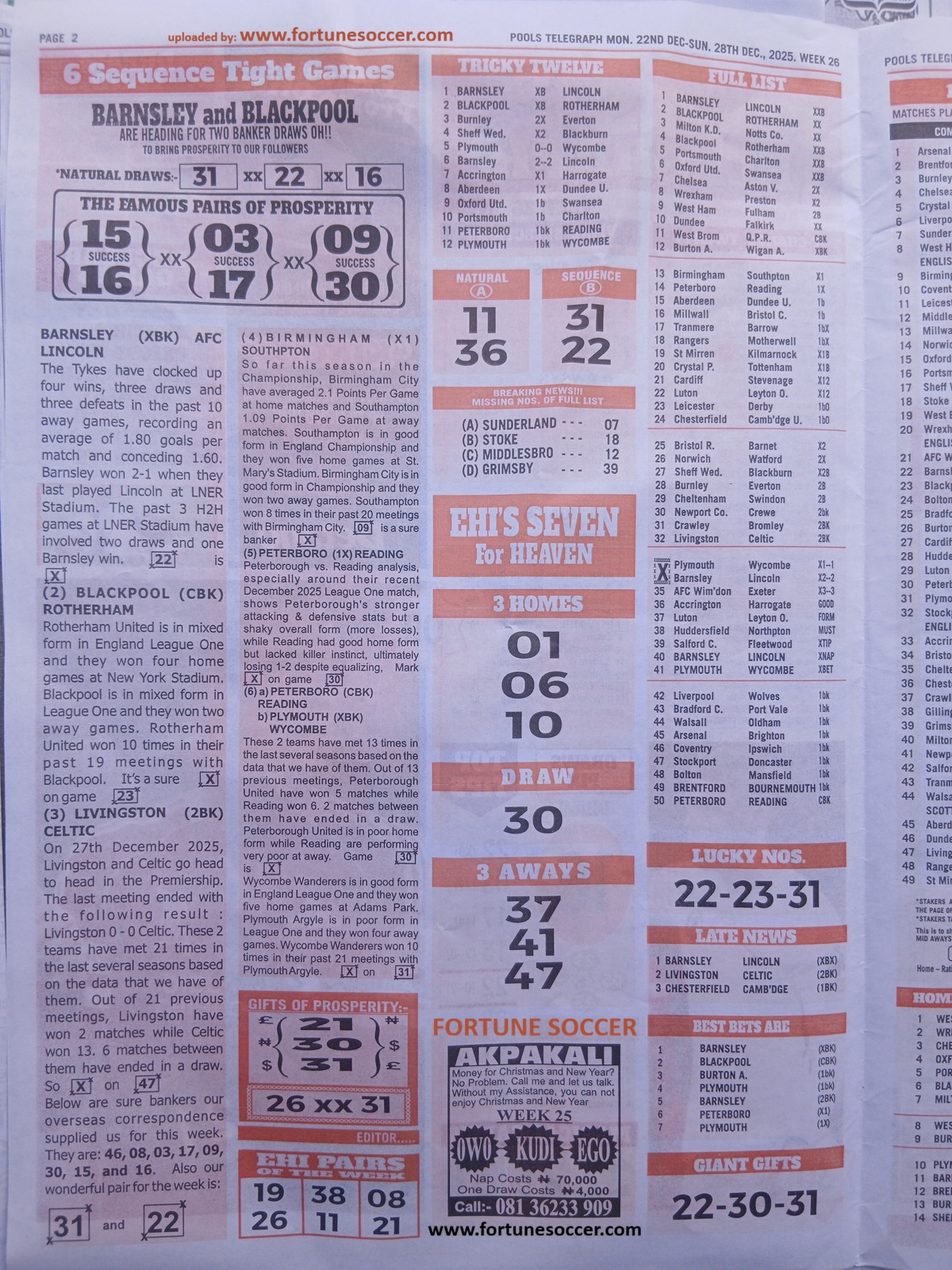 week 26 pools telegraph 2025 page 2