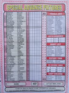 week 47 special advance fixtures 2026 front page